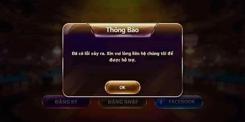 Khi nhập không đúng thông tin, hệ thống sẽ báo lỗi